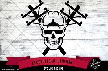 Electrical Lineman Skull With Hard Hat SVG File Lineman SVG Powerline