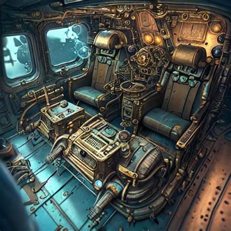 Small Steampunk Spaceship Interior Captains Cockp OpenArt