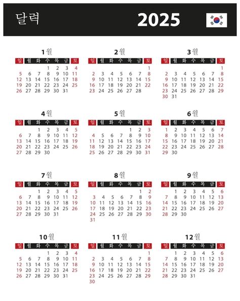 Premium Vector | 2025 Calendar vector stock illustration South Korea