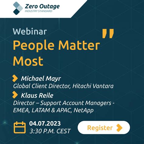 People Matter Most - Zero Outage