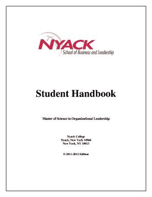 Fillable Online Nyack Student Handbook Nyack College Nyack Fax