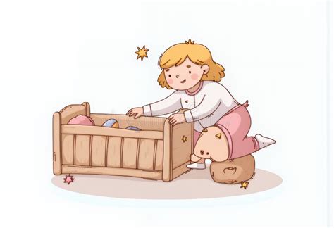 Playful Blonde Chibi Girl Interacting With Toys In Wooden Chest A