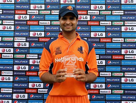 Mudassar Bukhari Poses With The Man Of The Match Award ESPNcricinfo