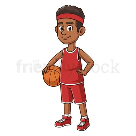 Cartoon Black Male Basketball Player Vector Clip Art FriendlyStock