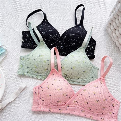 Jual Bra Push Up Tanpa Kawat Wanita Bikini Sport Beha Lingerie Korea Flower Fashion Bralette