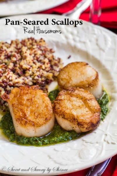 Pan Seared Scallops With Creamy Pesto Sauce ⋆ Real Housemoms