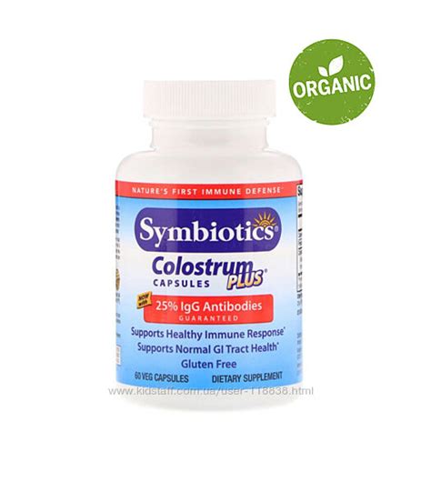 Symbiotics, Колострум Плюс, симбиотики из молозива, 60/120 капсул, 550 ...