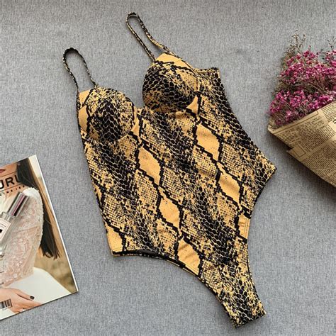 One Piece Snake Print Women Sexy Bikini Swimwear Wetsuitsbuy