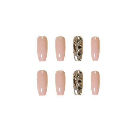 JP Nude Pink Paradise Extra Long T Shape Press Ons Full Crystal