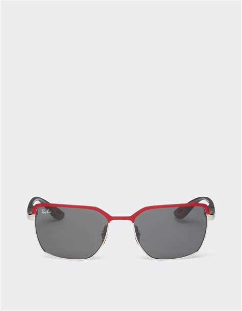 Ray Ban For Scuderia Ferrari 0rb3743m Matt Red And Gunmetal Grey Metal