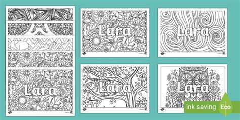 Free Lara Mindfulness Name Colouring Activity Twinkl