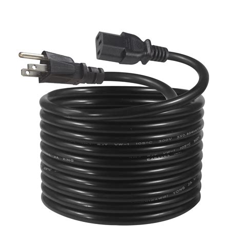 12ft Computer Monitor Replacement Power Cord Black Long Standard Pc ...