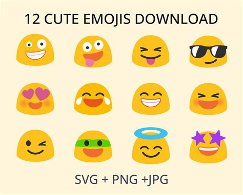 12 Cute Face Emojis Svg Png  Emoji Collection Emoji Clipart