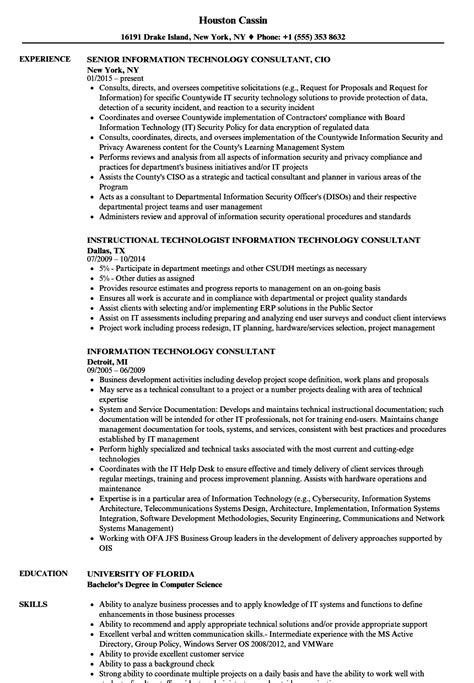 Information Technology Consultant Resume Samples Velvet Jobs