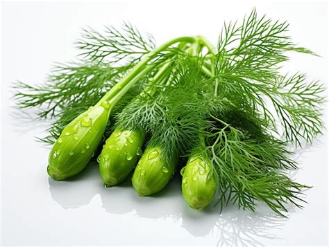 Premium Ai Image Adorned Fresh Dill Leaves On White Background