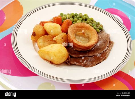 Fresh Tasty Traditional British Sunday Roast Beef Dinner With