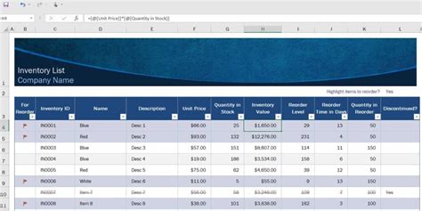 master inventory management  excel