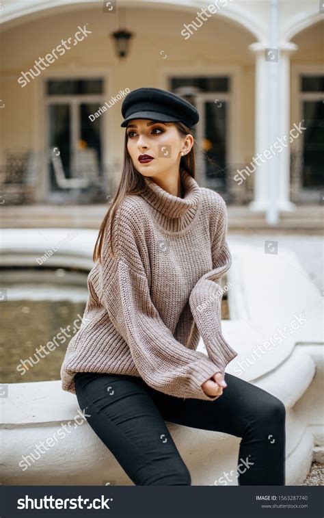 Beautiful Brunette Girl Long Hair Red Stock Photo Shutterstock