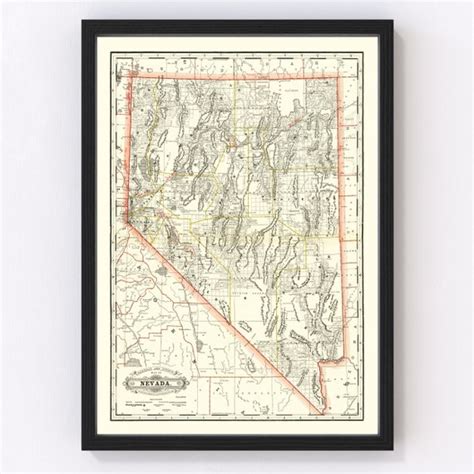 Nevada Railroad Map 1884 Old Railroad Map Of Nevada Art Etsy