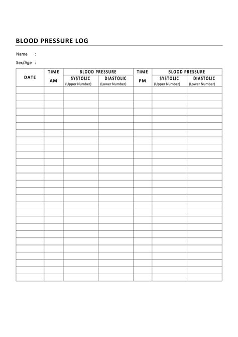 Blood Pressure Log Sheet Printable 2