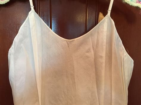 Vintage Lingerie Slip Night Gown Dress Cream Colo Gem