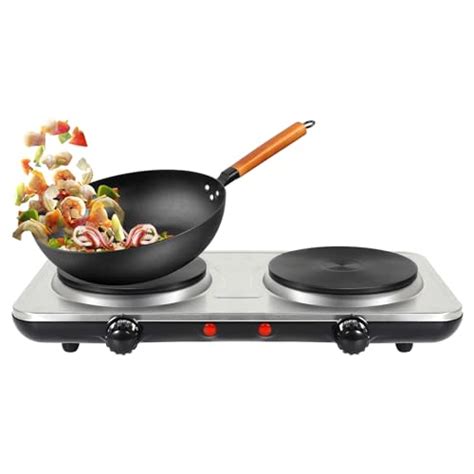 Uten Countertop Double Cast Iron Burner 2000 Watts Electric Hot Plate 5 Level Temperature