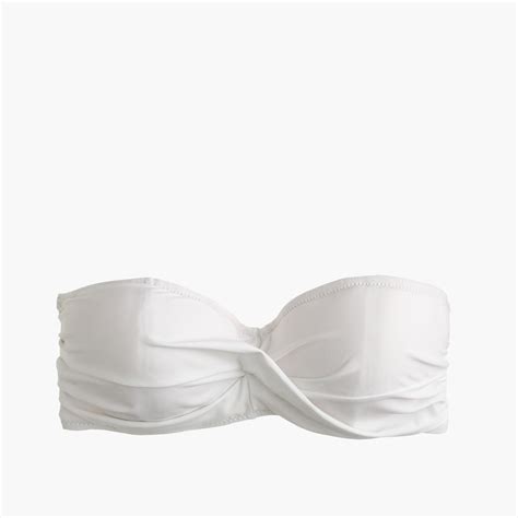 J Crew Synthetic Twist Bandeau Underwire Bikini Top In White Save 3