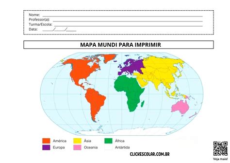Mapa Mundi para Imprimir ou colorir
