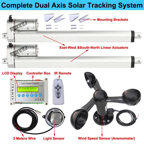 Suivi Solaire Lcd À Double Axe Avec Actionneur Linéaire 2x12 Moteur