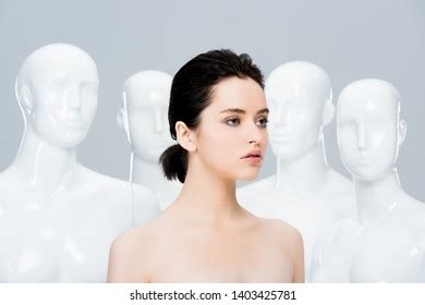 Beautiful Nude Girl Posing Near Mannequins Stock Photo Shutterstock