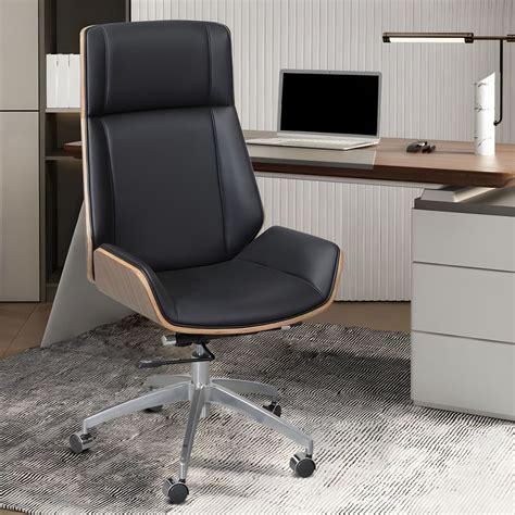 Armless Upholstered Office Chair Modern Slide High Back Management ...