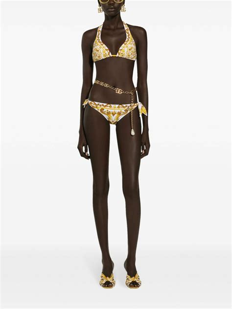 Dolce Gabbana Majolica Print Triangle Bikini Dolce Gabbana