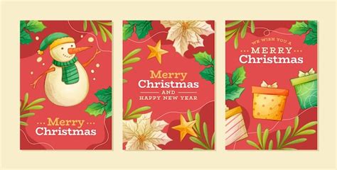 Free Vector Hand Drawn Christmas Greeting Cards Collection