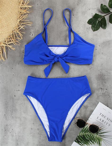 Blooming Jelly Womens High Waisted Bikini Set Tie Knot High Rise Two Piece Swimsuits Bathing