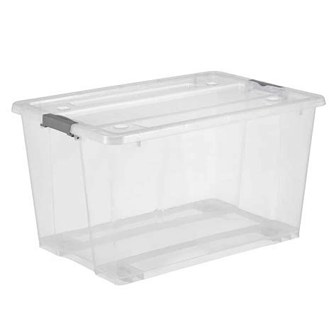 50L clear storage boxes with wheels wholesale - plastic-crates.com