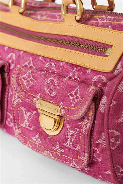 louis vuitton  pink denim monogram speedy bag  scarf  sale