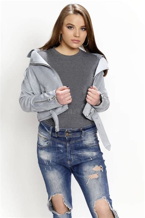 Beautiful Cute Brunette Girl Posing In Studio Fashion Photography Stock Image Image Of Glam