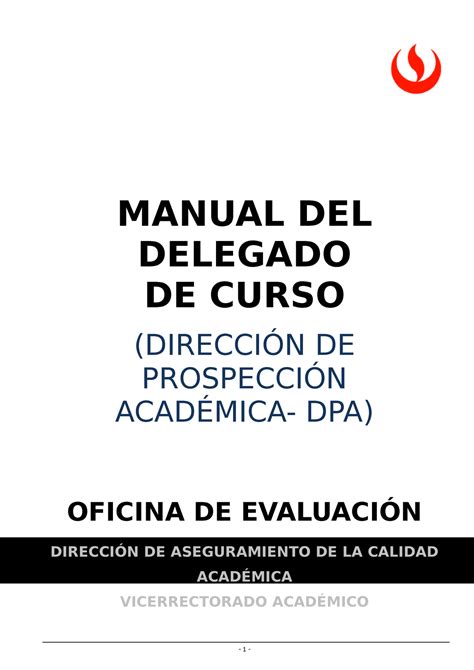 MDelegado DPA Info MANUAL DEL DELEGADO DE CURSO DIRECCIÓN DE