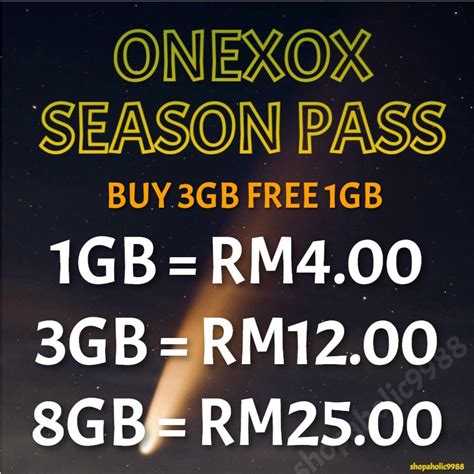 Xox Onexox Season Pass Data Buy 3 Free 1gb Shopee Malaysia