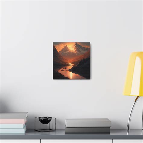 The Mountain's Secret Sunset Painting, Sunset Wall Art, Mountain Wall