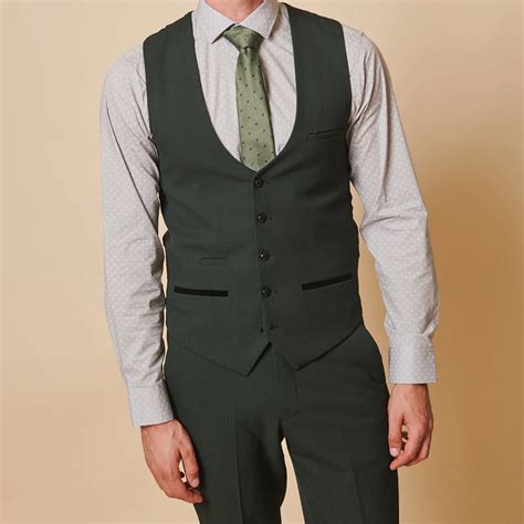 Bromley Olive Green Single Breasted Check Waistcoat Squires Gentlemens Outfitters