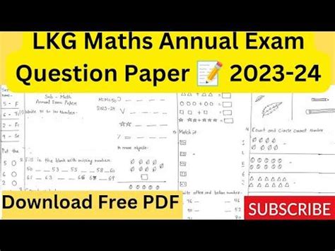 Lkg Maths Annual Exam Question Paper Lkg Maths Paper Exam In