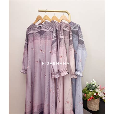 jual hijabnana aisha gamis syari motif bahan marbella barbara mewah