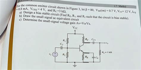 Solved 7marks B Draw The Small Signal Ac Equivalent Circuit C Determine The Small Signal