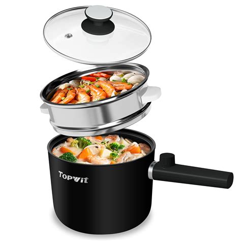 Topwit Hot Pot Electric With Steamer L Ramen Cooker Non Stick Frying Pan Electric Pot For