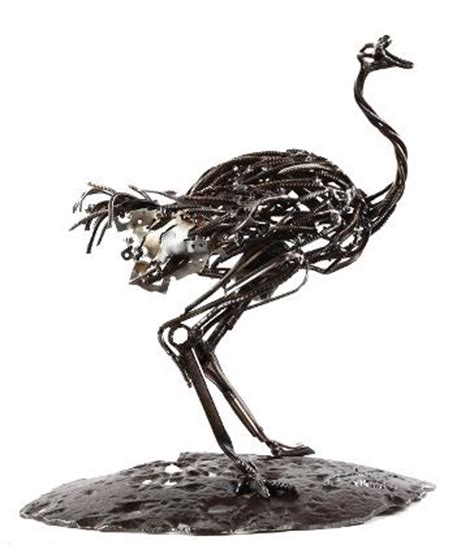 Birds Sculptures Welded Metal Birds Rooster Ostrich Sculptures