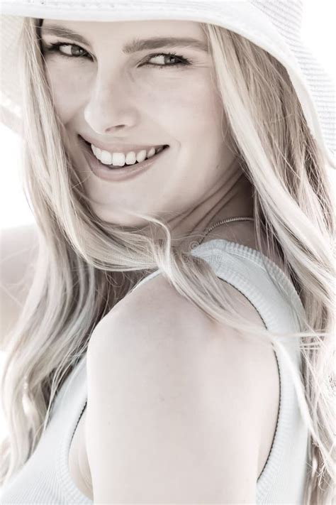 A Lovely Blonde Model Poses Outdoors Stock Photo Image Of Glamorous Flirtatious 217893928