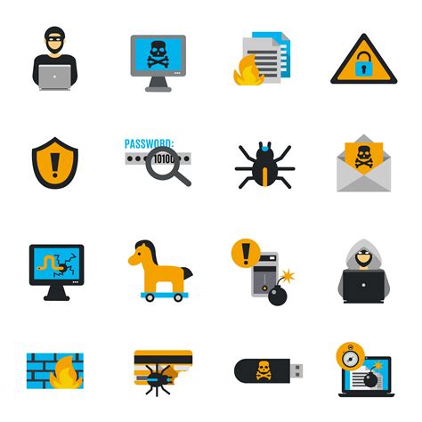 Hacker Icons Flat Set 468337 Vector Art At Vecteezy