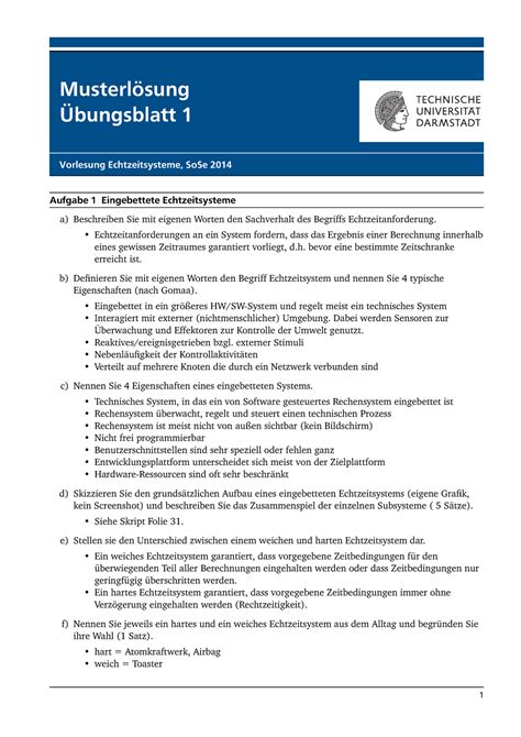 ES Uebung 1 Loesung Lösung Übung 1 Musterlösung Übungsblatt 1