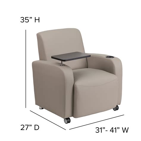 Flash Furniture George Gray Leathersoft Guest Chair With Tablet Arm